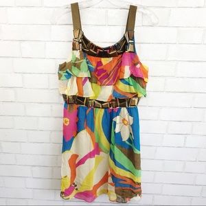 Tibi multicolored silk beaded dress size 10